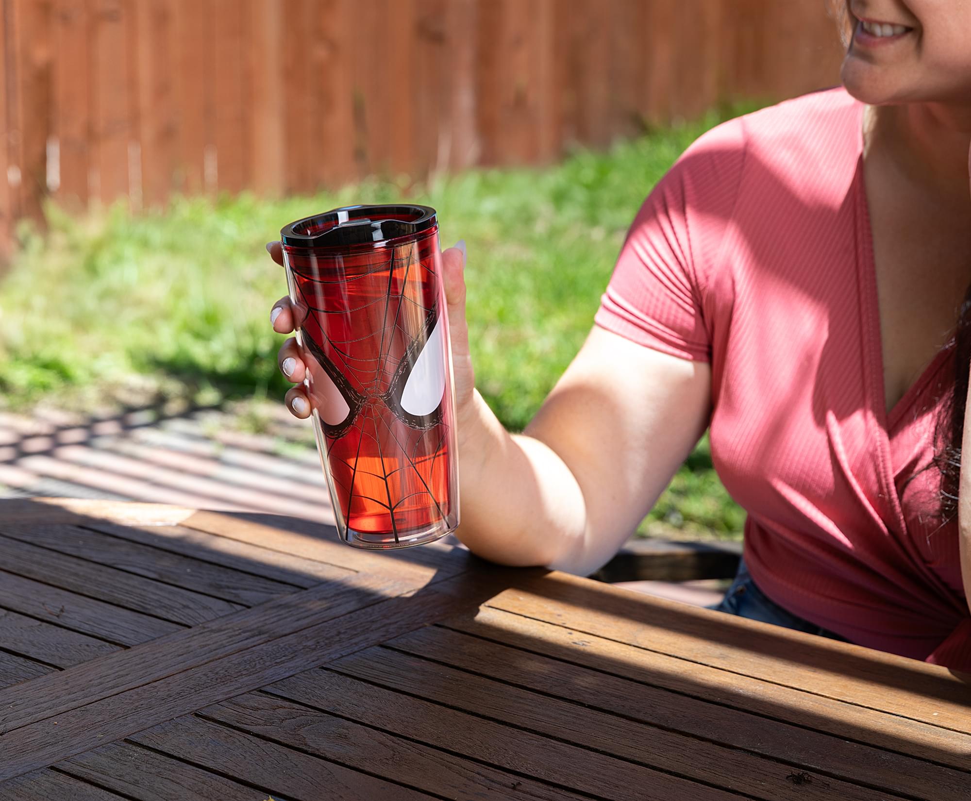 Alt View 4. Silver Buffalo - Marvel Spider-Man Face Plastic Travel Tumbler With Lid | Holds 20 Ounces - Multi-Colored.