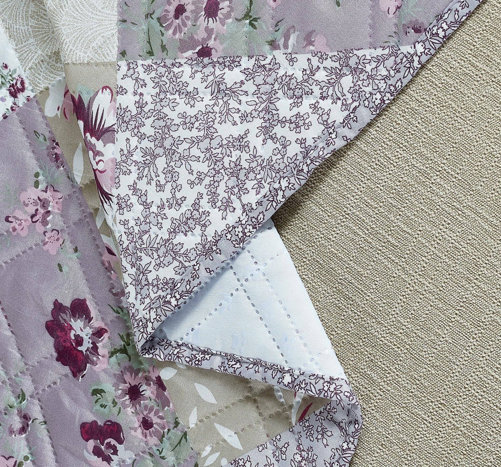 Alt View 2. Fabibe - Lilac and Beige Rose Patchwork Quilted Large Recliner Slipcover, 28" Seat Width, Slip Resistant Furniture Protector - Blue Beige 28" Large Recliner.