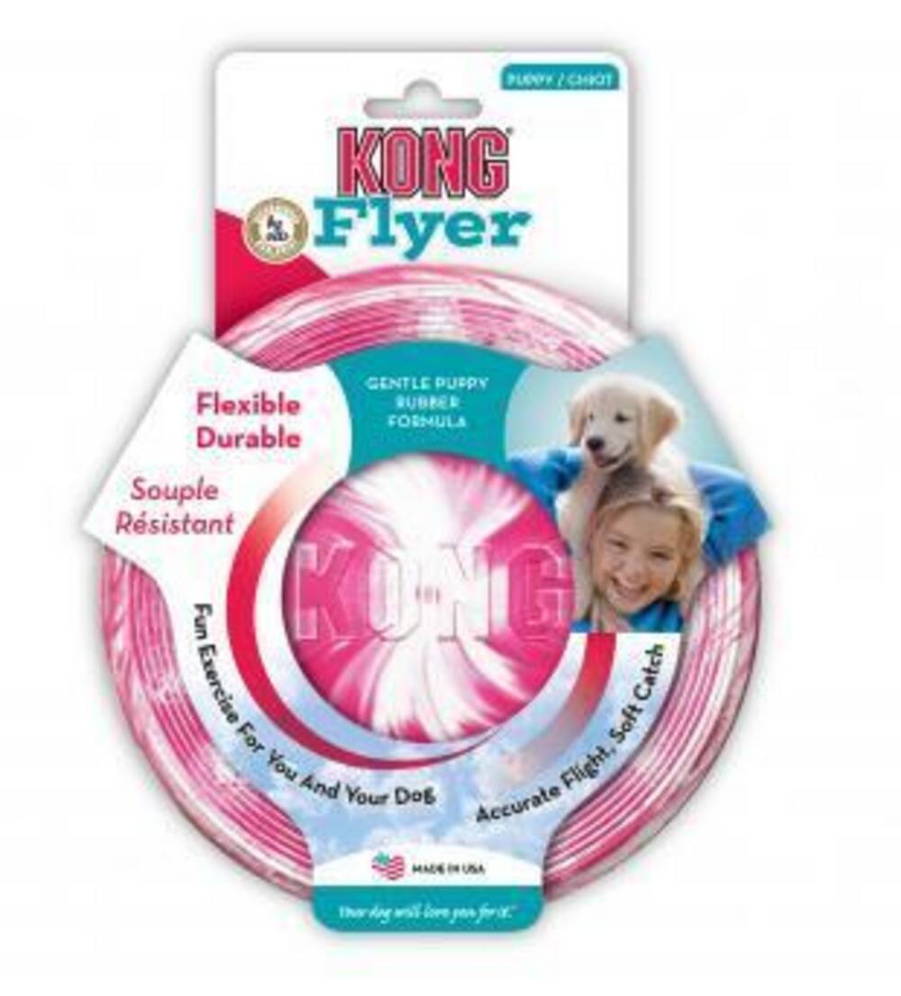 KONG Flyer

GENTLE PUPPY Flexible RUBBER FORMULA Durable Souple Résistant Fun Exercise For You And Your Dog Accurate Flight, Soft Catch