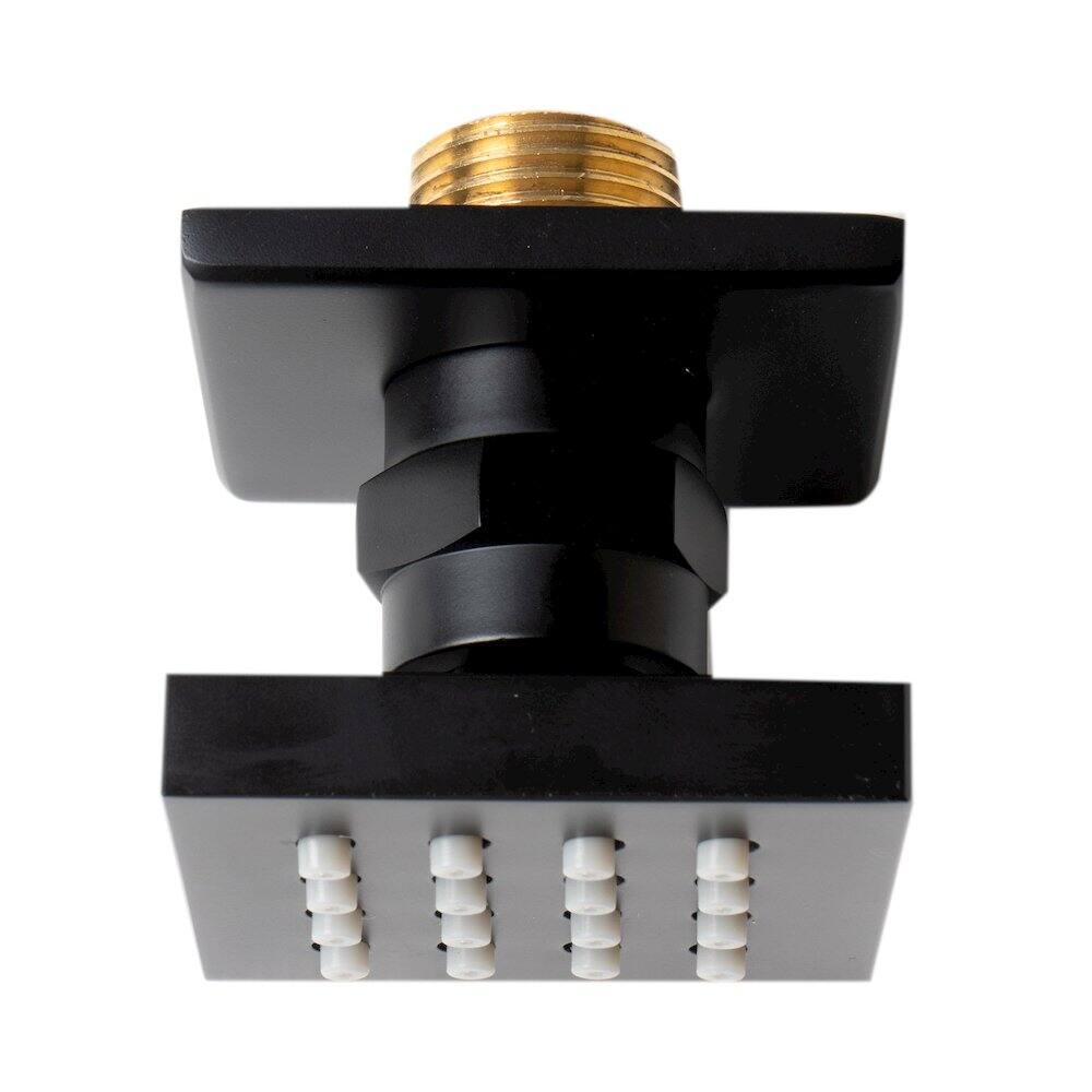 Back. Alfi - Black Matte 2" Square Adjustable Shower Body Spray - Black.