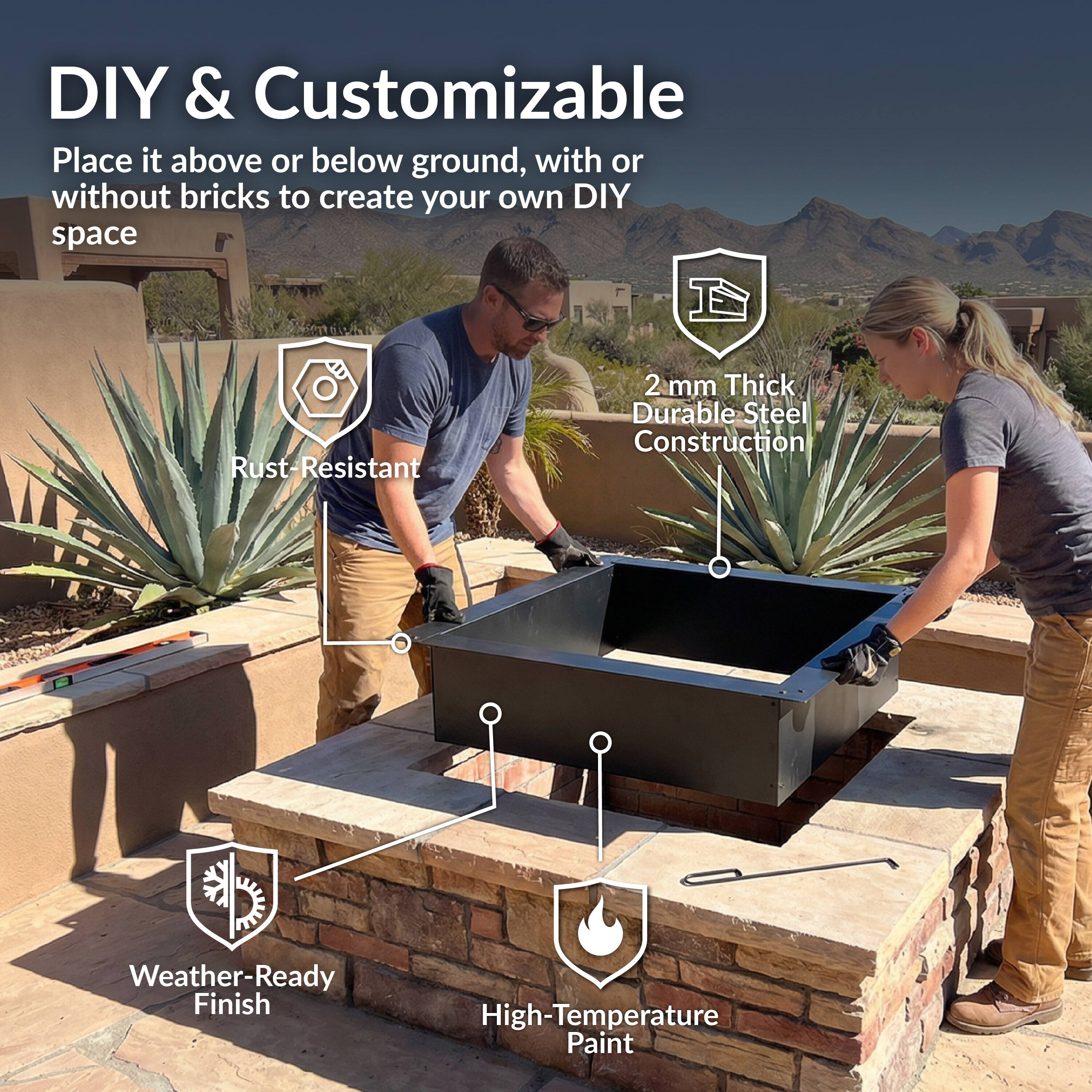 DIY & Customizable

Place it above or below ground, with or without bricks to create your own DIY space

- Rust-Resistant
- 2 mm Thick Durable Steel Construction
- Weather-Ready Finish
- High-Temperature Paint