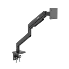 Front. MSI - MT201 Single Monitor Arm – Heavy Duty Adjustable Spring Desk Mount, VESA Compatible, 17–49in, 44 lbs, Clamp & Grommet - Matte Black.