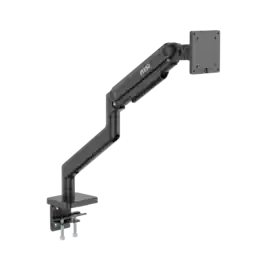 MSI - MT201 Single Monitor Arm – Heavy Duty Adjustable Spring Desk Mount, VESA Compatible, 17–49in, 44 lbs, Clamp & Grommet - Matte Black