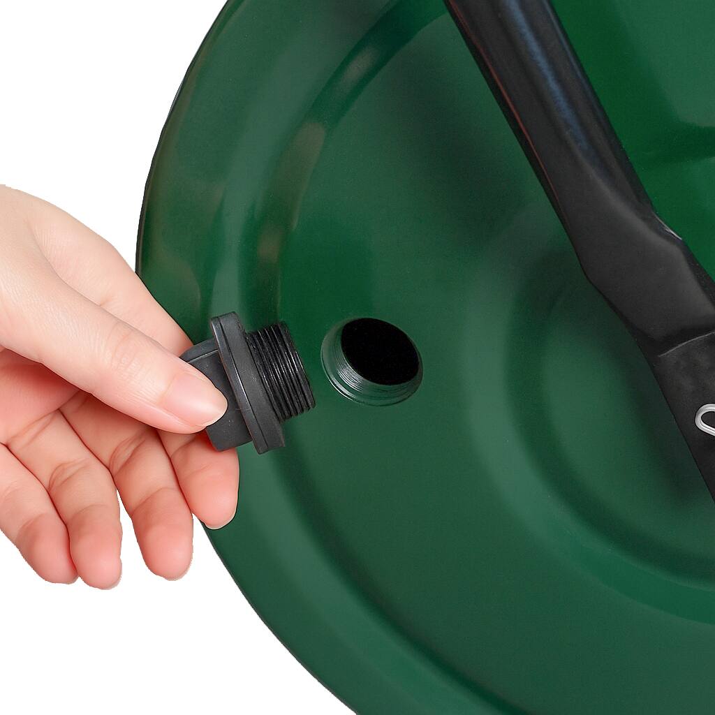 Angle. Winado - Lawn Roller, 16 Inch Water and Sand Filled Garden Drum Roller with U Shaped Handle Tow beind.