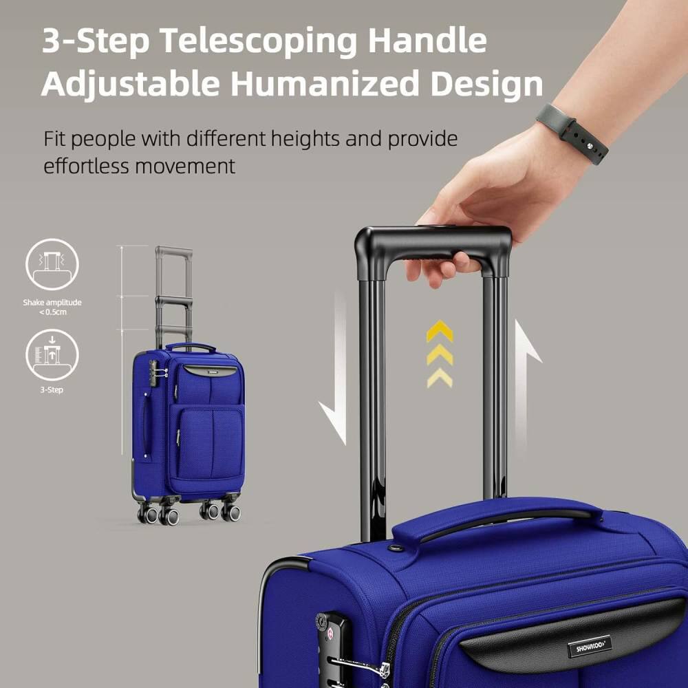 3-Step Telescoping Handle Adjustable Humanized Design

Fit people with different heights and provide effortless movement

- Shake amplitude < 0.5cm
- 3-Step