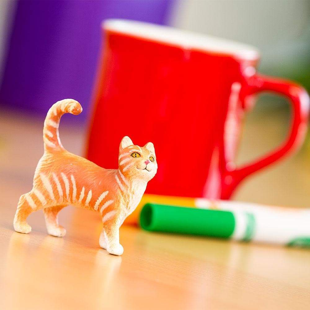 Angle. Safari Ltd. - Tabby Cat Toy Figurine.