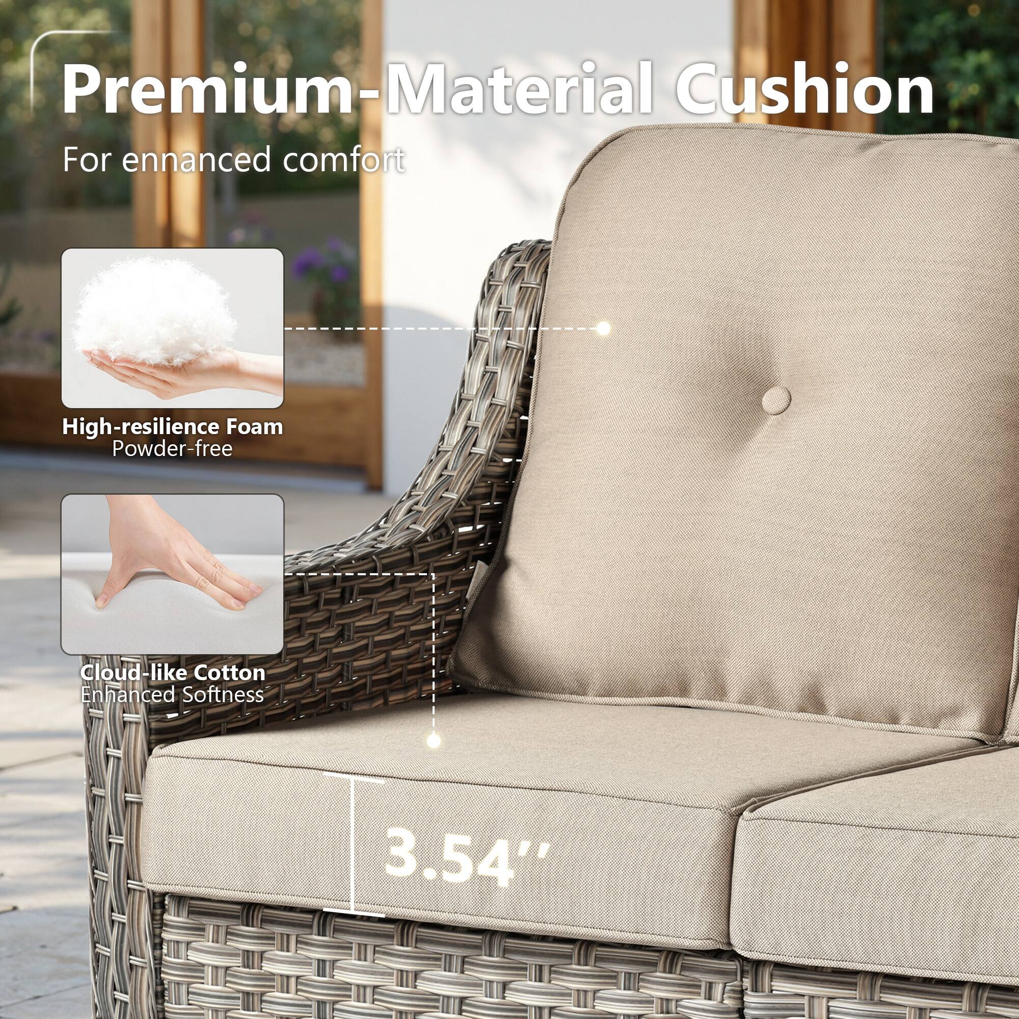 Premium-Material Cushion  
For enhanced comfort  

High-resilience Foam  
Powder-free  

Cloud-like Cotton  
Enhanced Softness  

3.54"