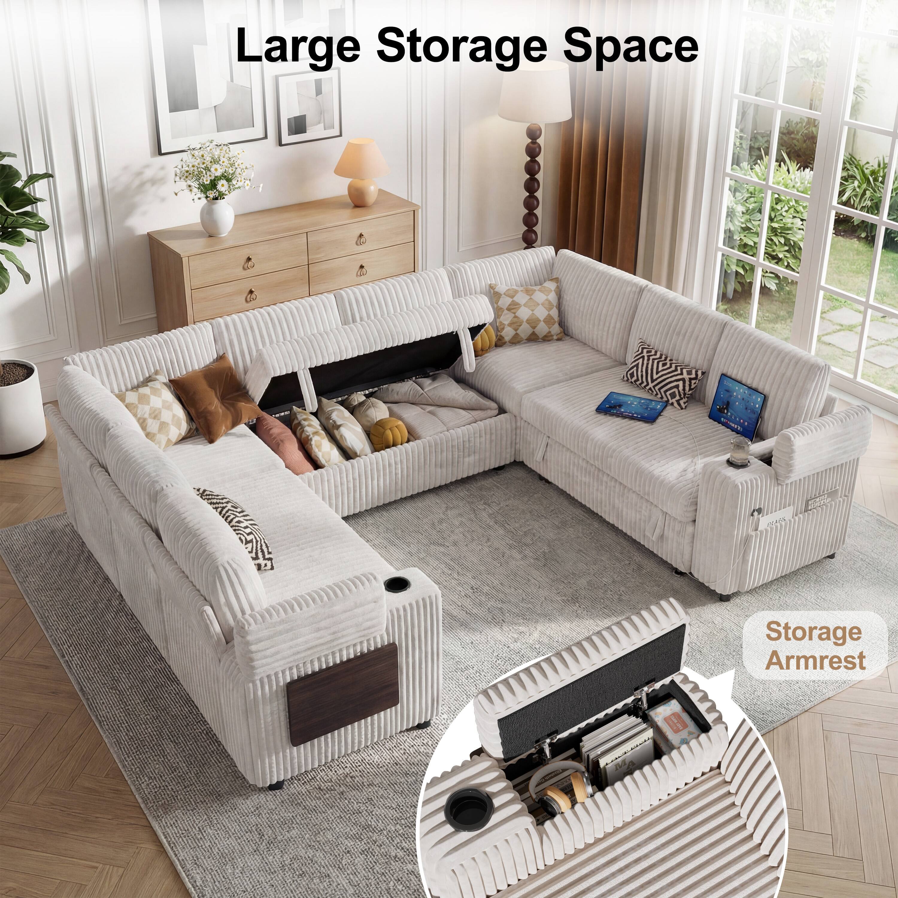Large Storage Space  
Storage Armrest