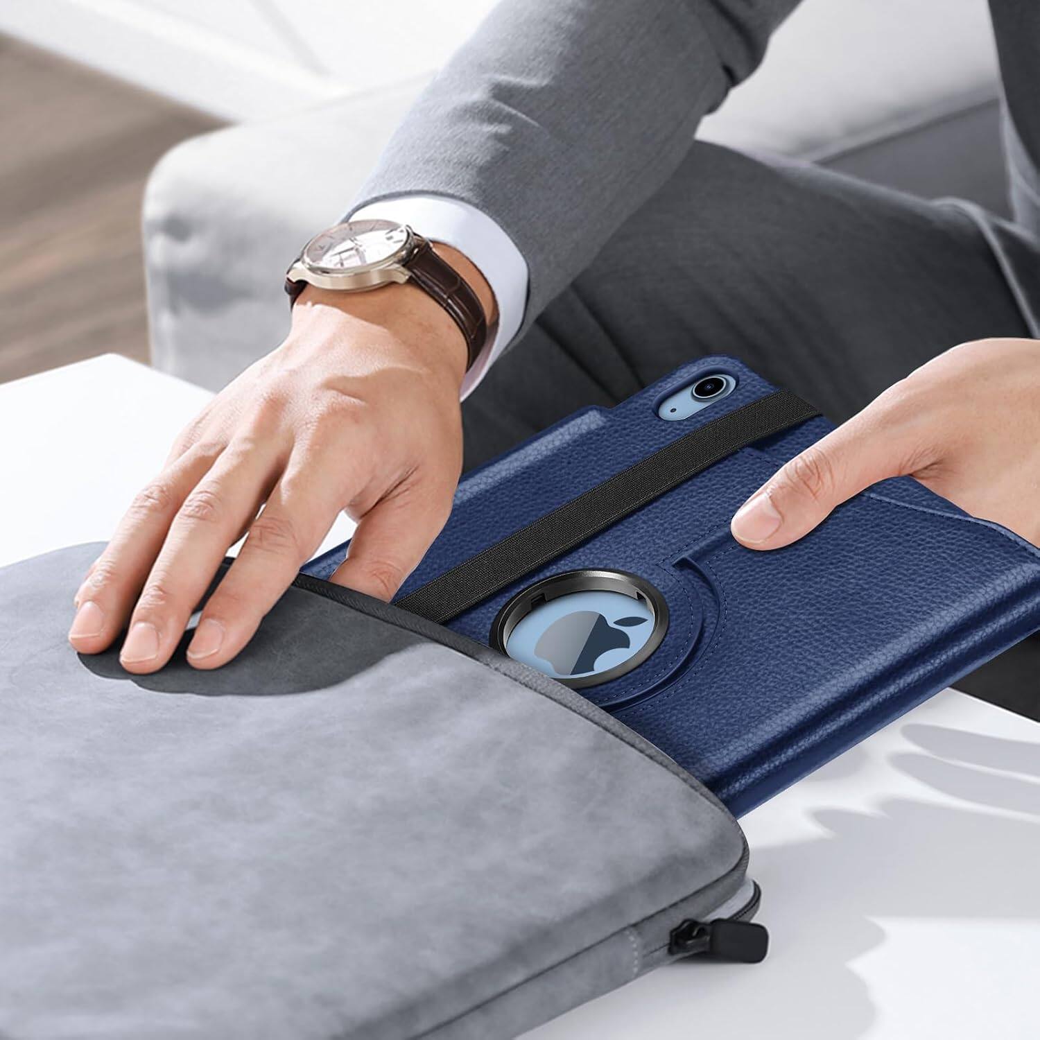 Alt View 4. Fintie - Rotating Case for iPad (A16) 11-inch 2025 and iPad 10th Gen 10.9 inch 2022, 360° Swivel Stand Magnetic Shockproof Cover - Navy.