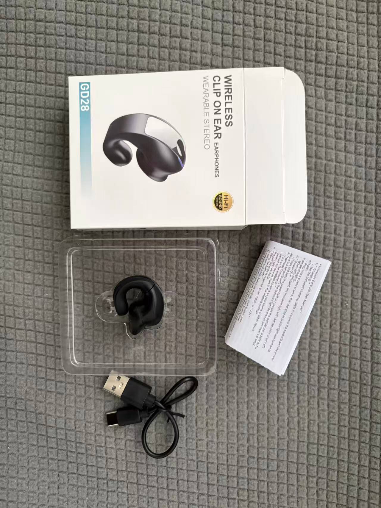GD28 WEARABLE CLIP ON WIRELESS STEREO EARPHONES SOUND Hi-Fi