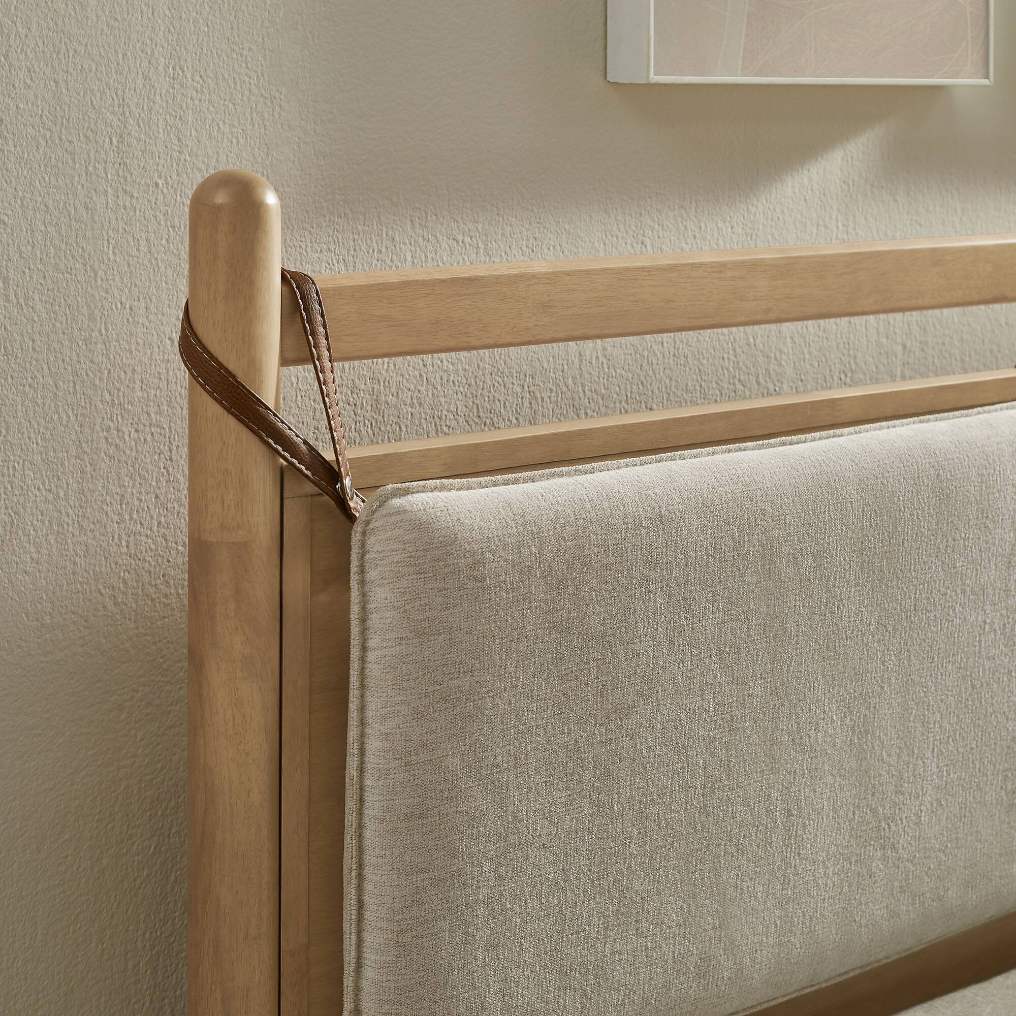 Alt View 1. Modway - Leni Wood Platform Bed Frame by Modway - Light Oak Heathered Ivory.
