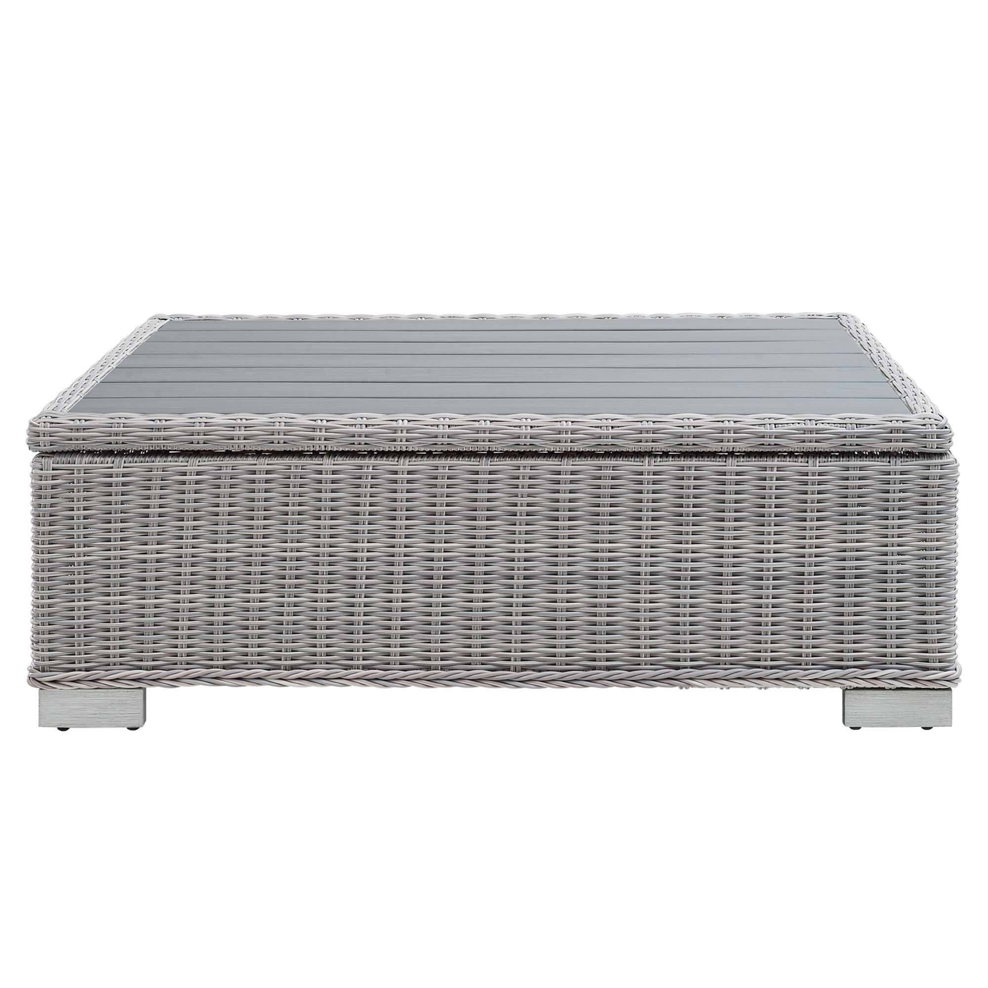 Alt View 4. Modway - Conway 45" Outdoor Patio Wicker Rattan Coffee Table by Modway - Light Gray.