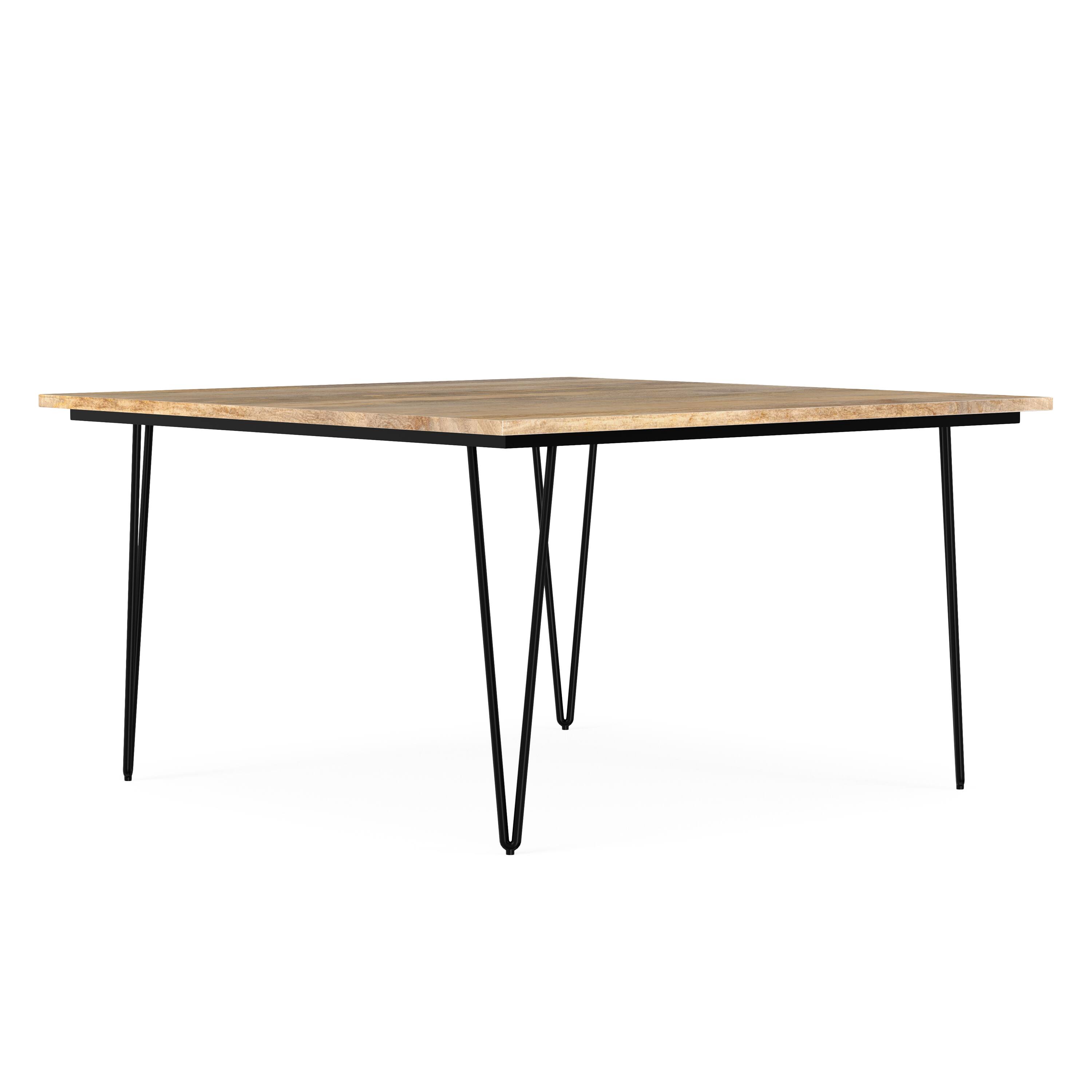 Front. Simpli Home - Hunter SOLID MANGO WOOD and Metal 54 inch x 54 inch Square Industrial Dining Table in Natural - Natural.
