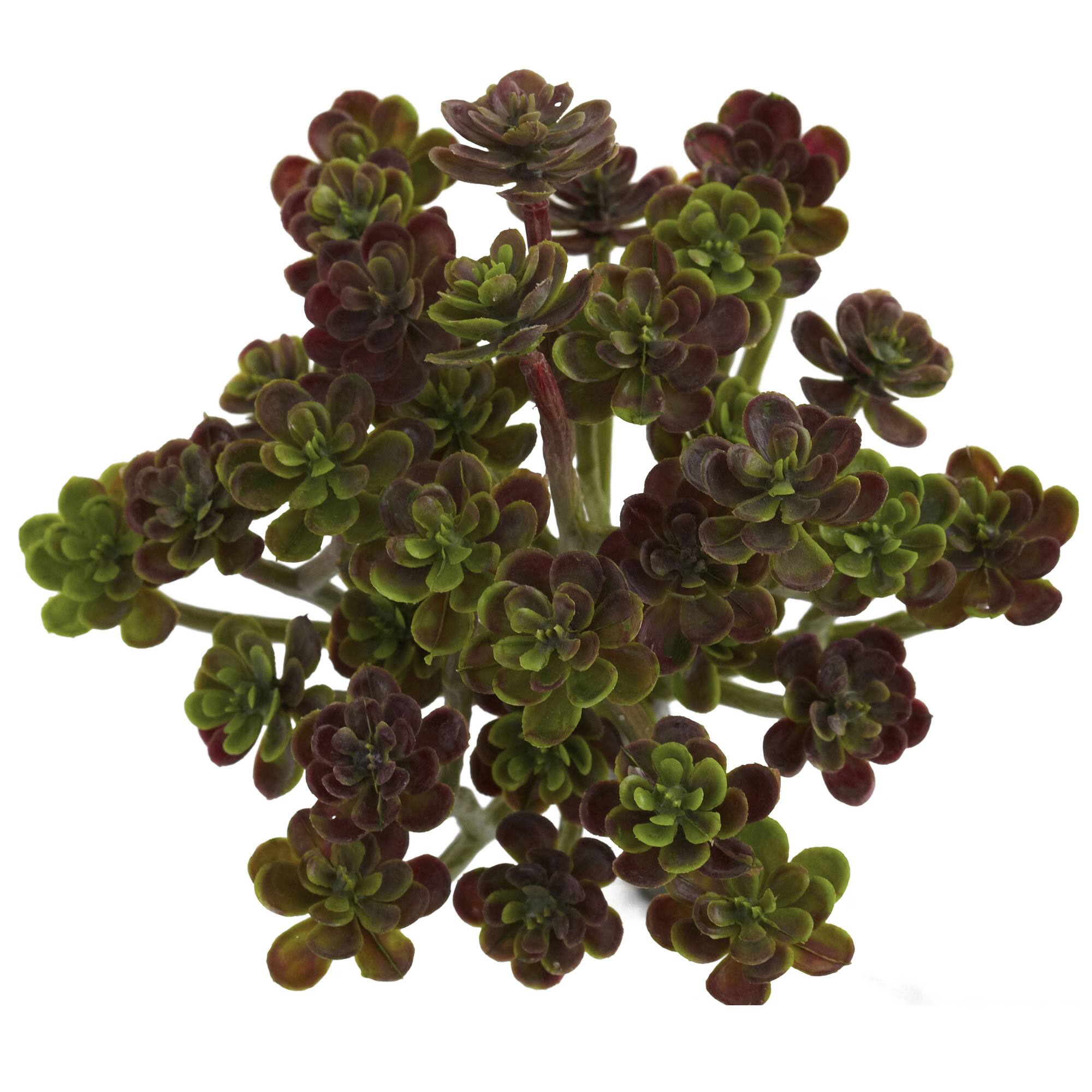 Left. BreeBe - 7" Sedum Succulent Artificial Plant (Set of 8) - Green Burgundy.