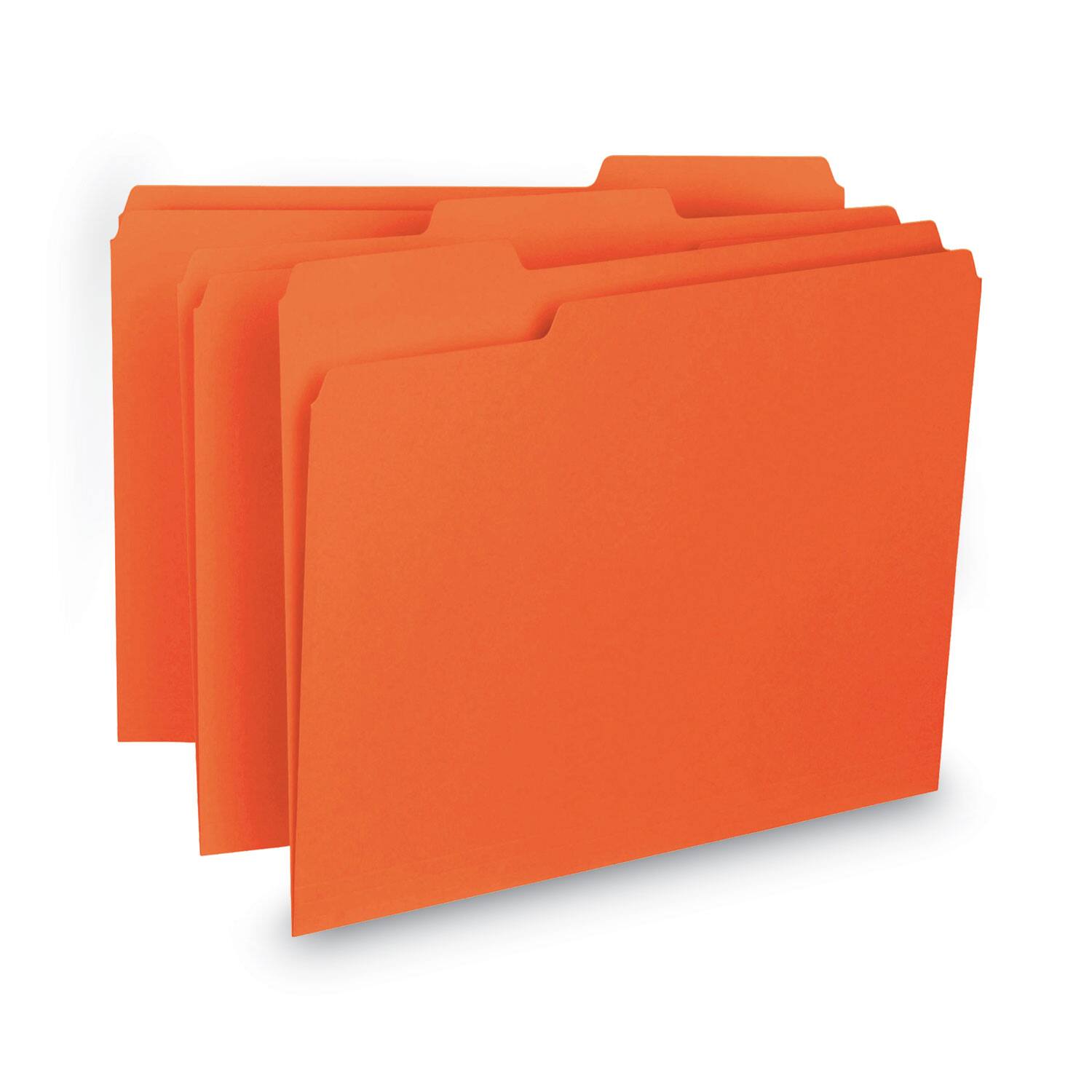 Angle. Smead Manufacturing - Interior File Folders, 1/3-Cut Tabs: Assorted, Letter Size, 0.75" Expansion, Orange, 100/Box.