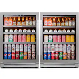 Ca'Lefort - 24"+24" Beverage Refrigerator Bundle,360 Cans Beverage Fridge,34-54 ℉,3 Color LED,Built-in Beverage Cooler - Stainless Steel