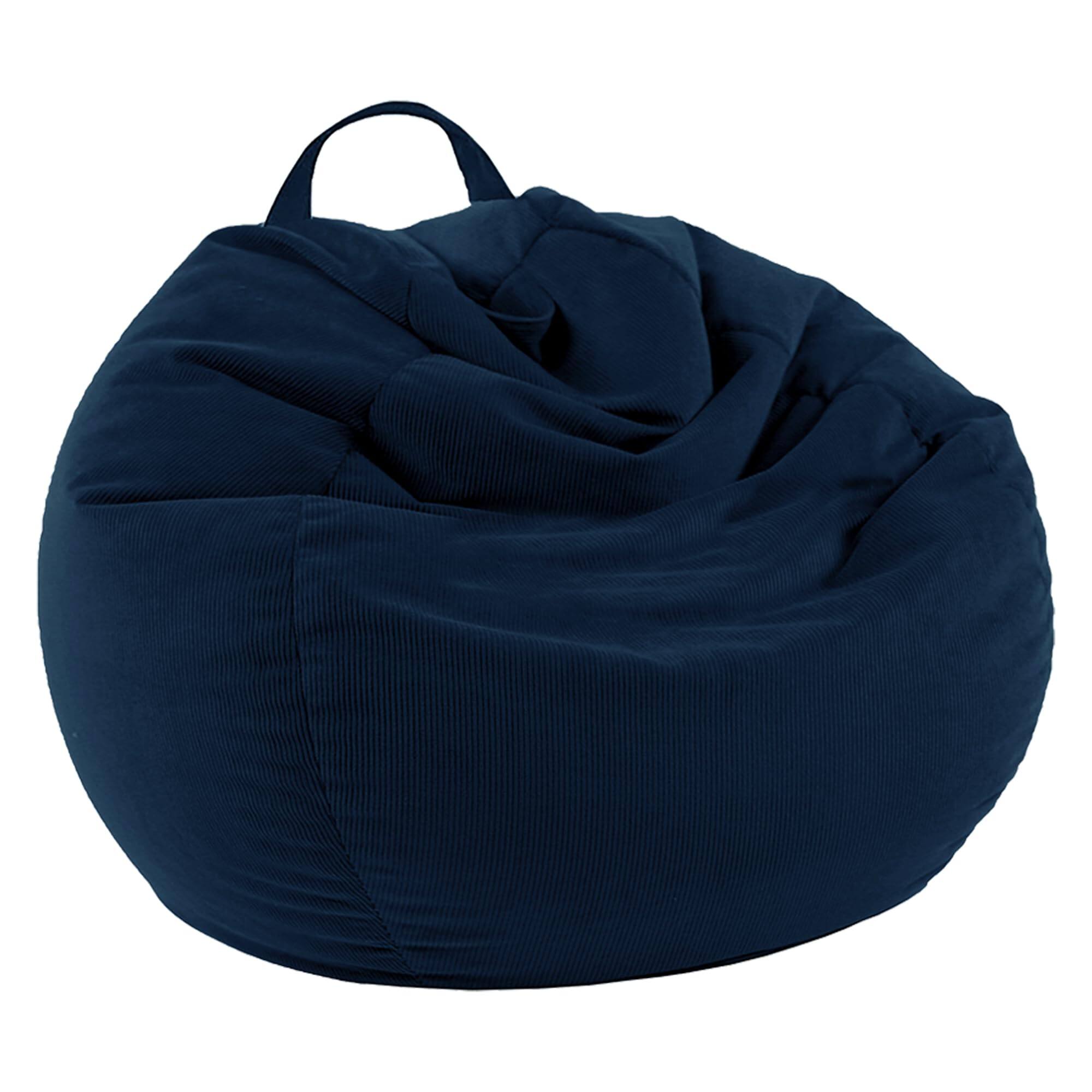 Front. JETRANSPORT - Stuffed Animal Storage Bean Bag Chair Cover (no Filler) For And Adults.pets Dogs/cats Lazy Beds.soft - Navy Blue(cover Only) S For Kids.
