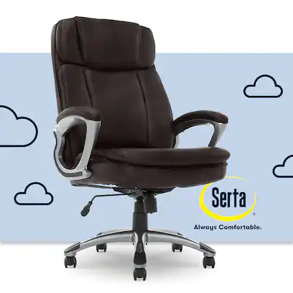 Front. Serta - Big & Tall Executive Office Chair Ergonomic High Back with Lumbar Support Padded Arms Reclining Swivel Leather - Chestnut.
