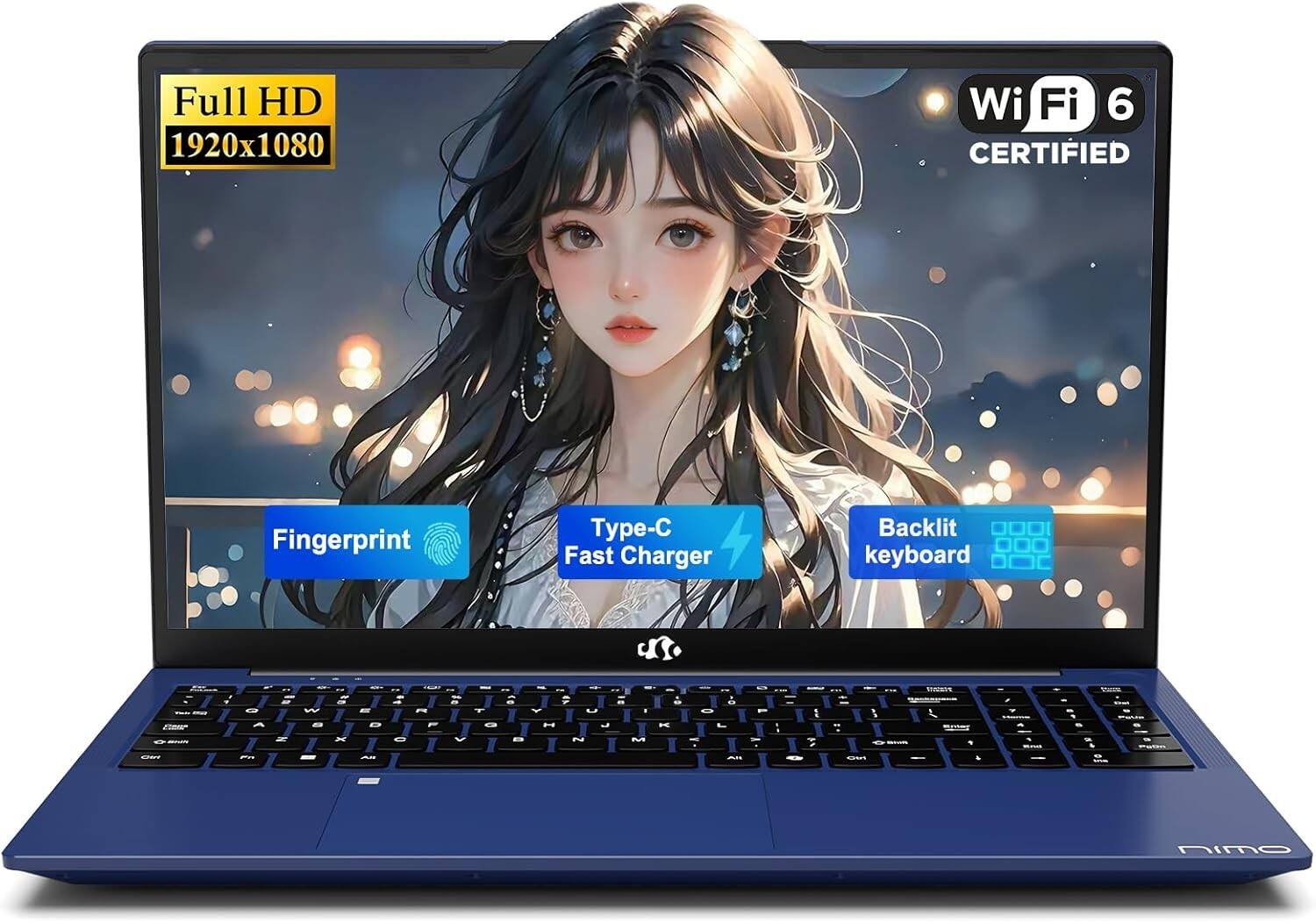 Full HD 1920x1080  
Wi-Fi 6 Certified  
Fingerprint  
Type-C Fast Charger  
Backlit Keyboard