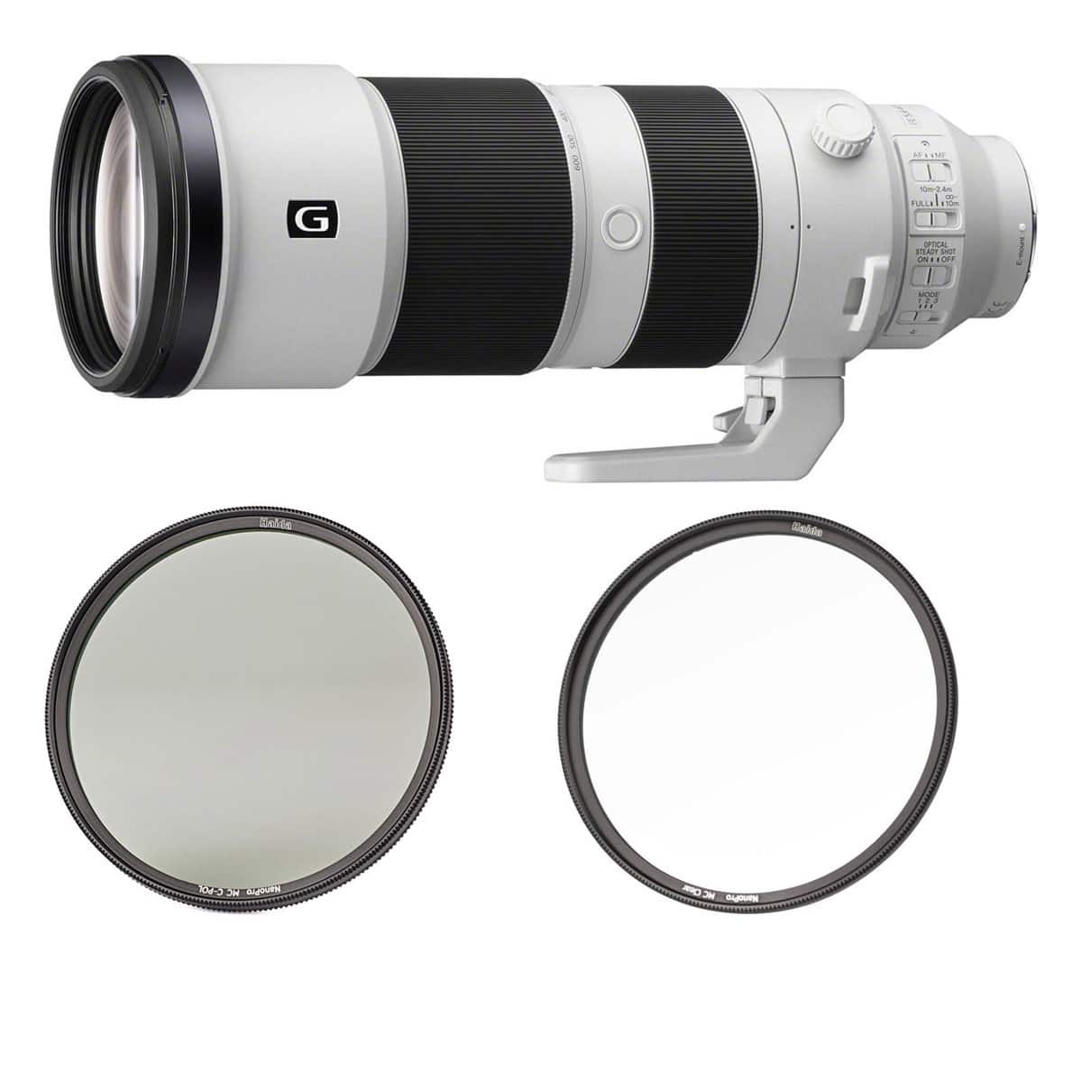 Bundle - FE 200-600mm f/5.6-6.3 G OSS Lens for Sony E, with Haida 95mm NanoPro MC CPL+Clear Filter Kit