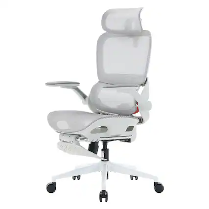 Front. SIHOO - B100 PRO Ergonomic Office Chair with Footrest, Breathable Mesh Chair, Adaptive Dynamic Lumbar, 4D Arm for Home, 300lb - Light Grey.