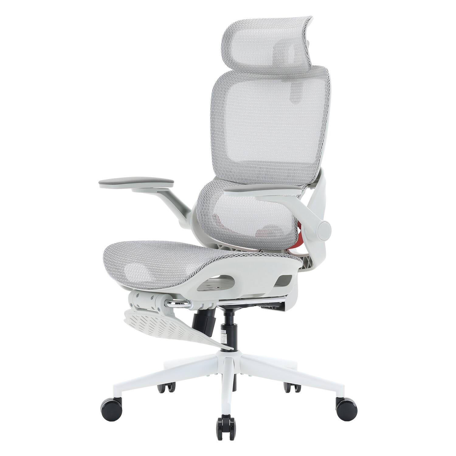 Front. SIHOO - B100 PRO Ergonomic Office Chair with Footrest, Breathable Mesh Chair, Adaptive Dynamic Lumbar, 4D Arm for Home, 300lb - Light Grey.