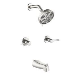 Boyel Living - Shower Set with 6 Function ABS Shower Head Dual Handle Control and High Flow Tub Spout - Brushed Nickel