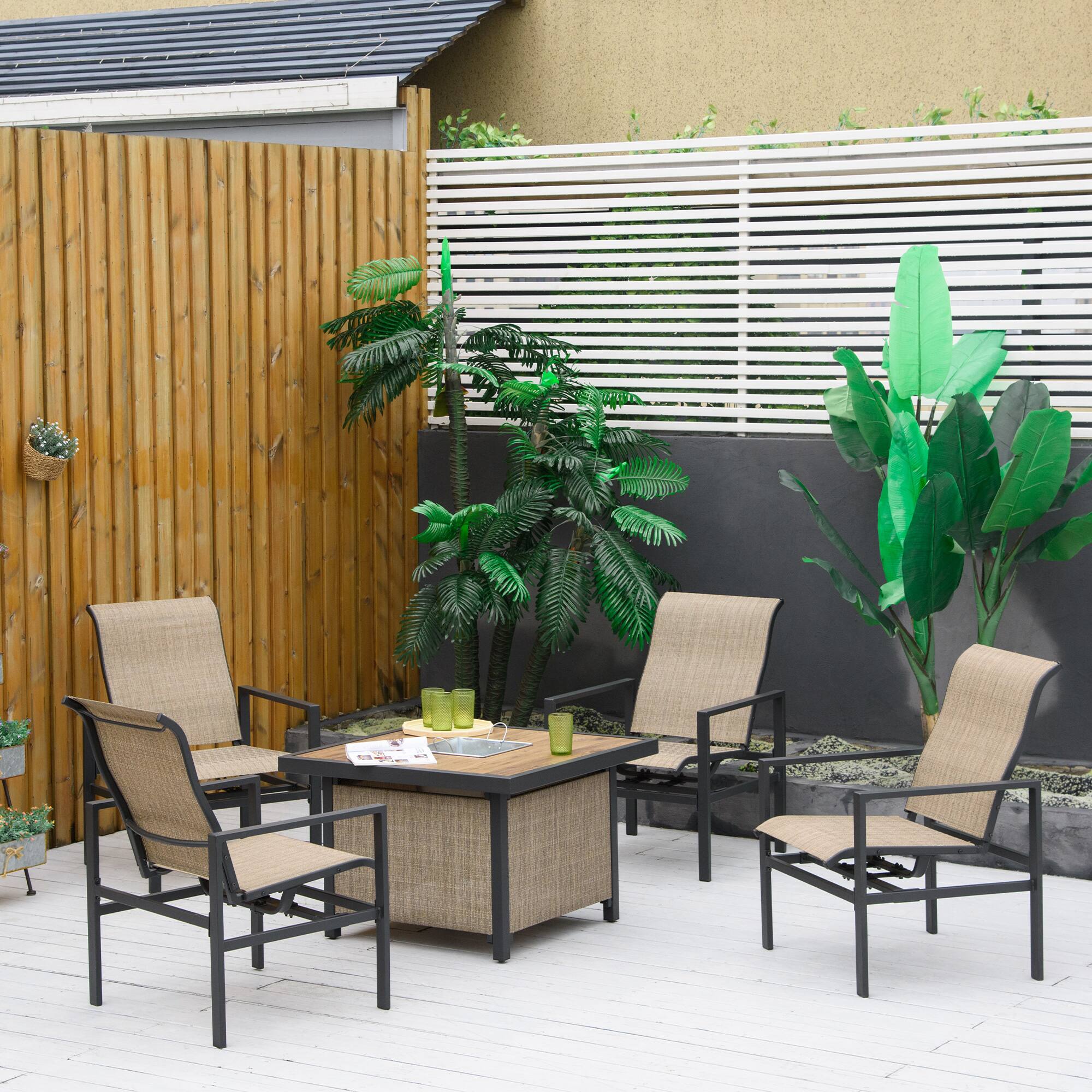 Alt View 1. Outsunny - Piece Garden Patio Dining Set, Dinner Table with Built-in Ice Bucket Insert - Beige.