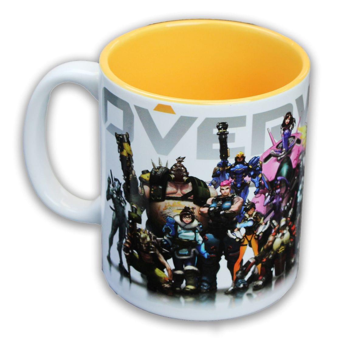 Front. Just Funky - Overwatch Heroes/ Inside Color 12oz Coffee Mug - Multicolored.