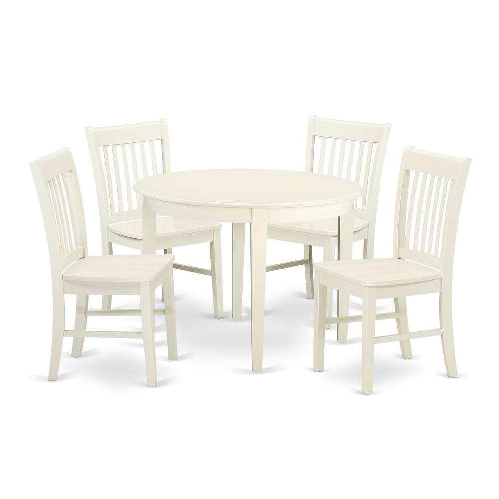 Back. East West Furniture - Dining Room Set Linen White - Brown.