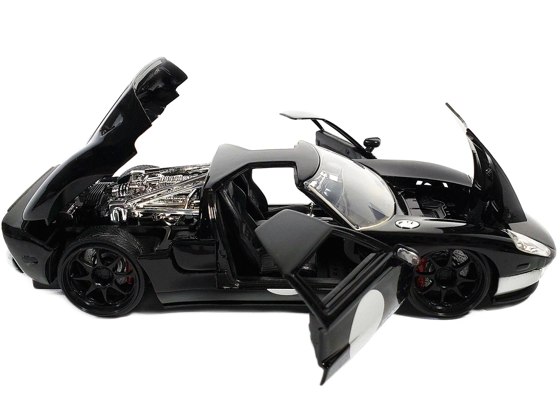 Alt View 2. Jada - 2005 Ford GT Black and Silver "Bigtime Muscle" Series 1/24 Diecast Model Car by Jada.