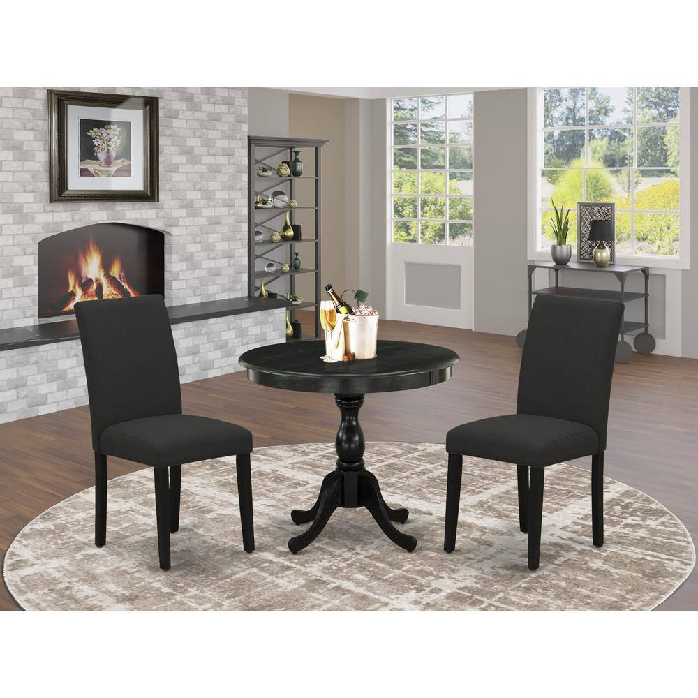 Angle. East West Furniture - East West Furniture 3 Piece DINETTE SET Contains 1 Wooden Dining Table and 2 Black Linen Fabric Dinning Chairs with - Multi-Color.
