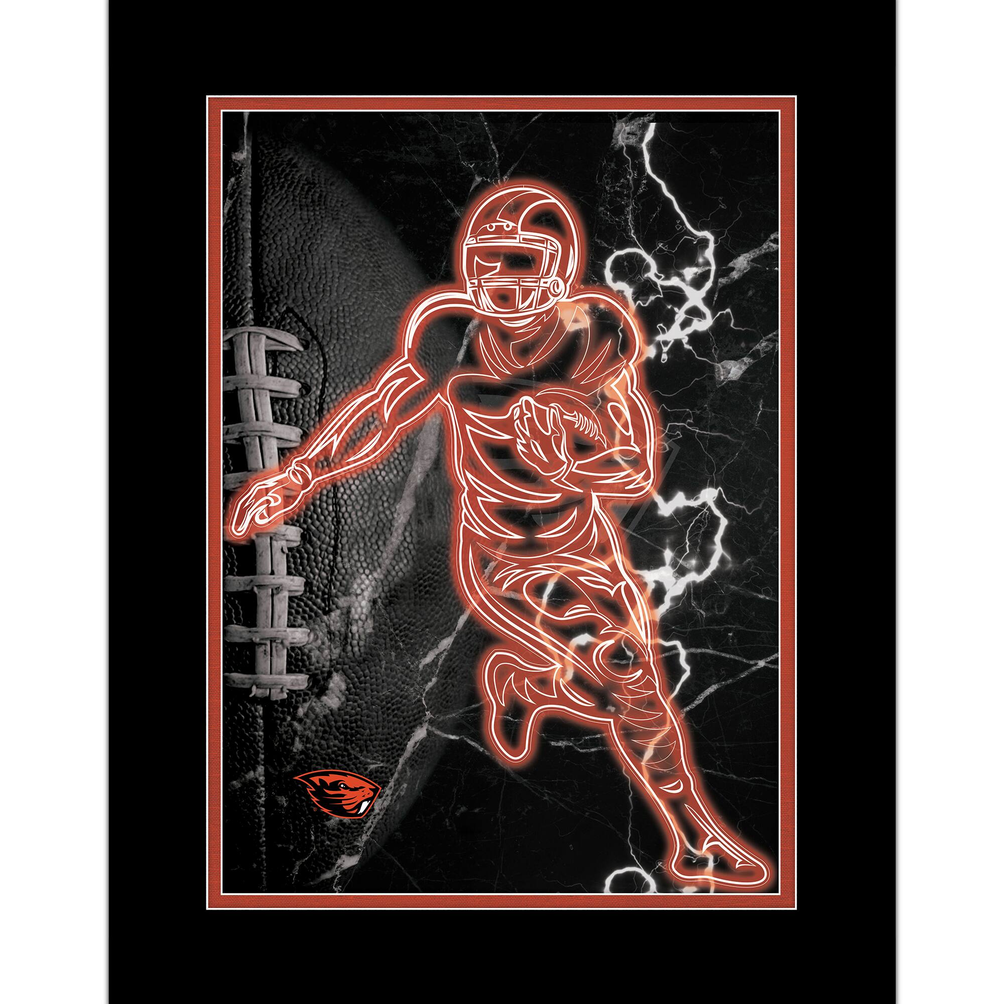 Black Oregon State Beavers 12'' x 16'' Framed Neon Player Print