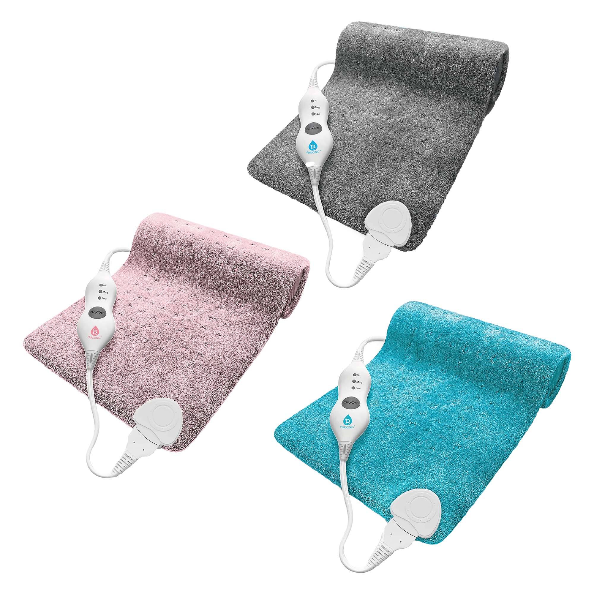 Front. Pursonic - Pursonic Comfort Trio Heating Pad Set – Teal, Pink & Gray - Multicolor.