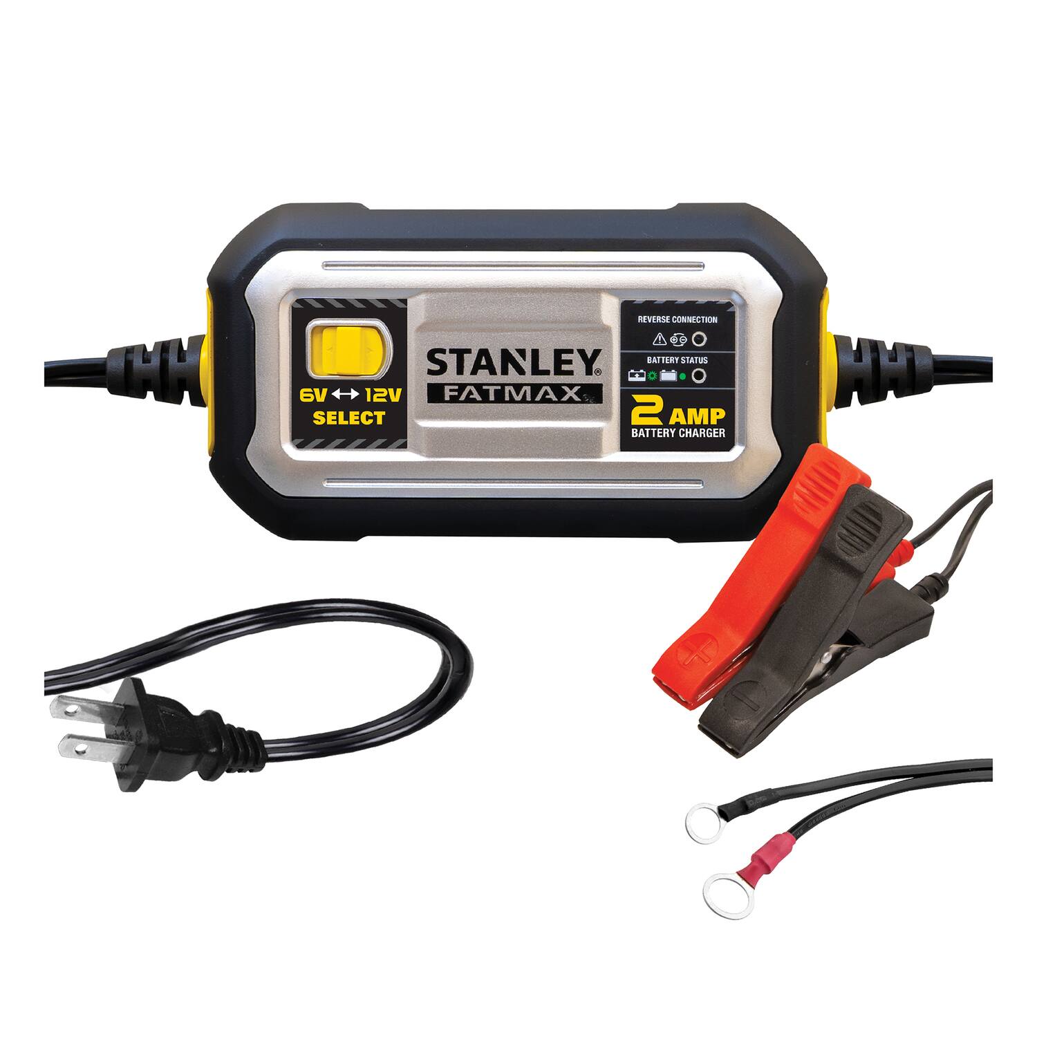 STANLEY FATMAX SELECT 2 AMP BATTERY CHARGER 6V 12V REVERSE CONNECTION