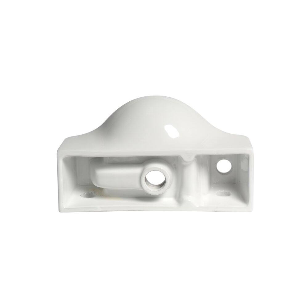 Angle. Alfi - White 18" Small Wall Mounted Ceramic Sink with Faucet Hole - White.