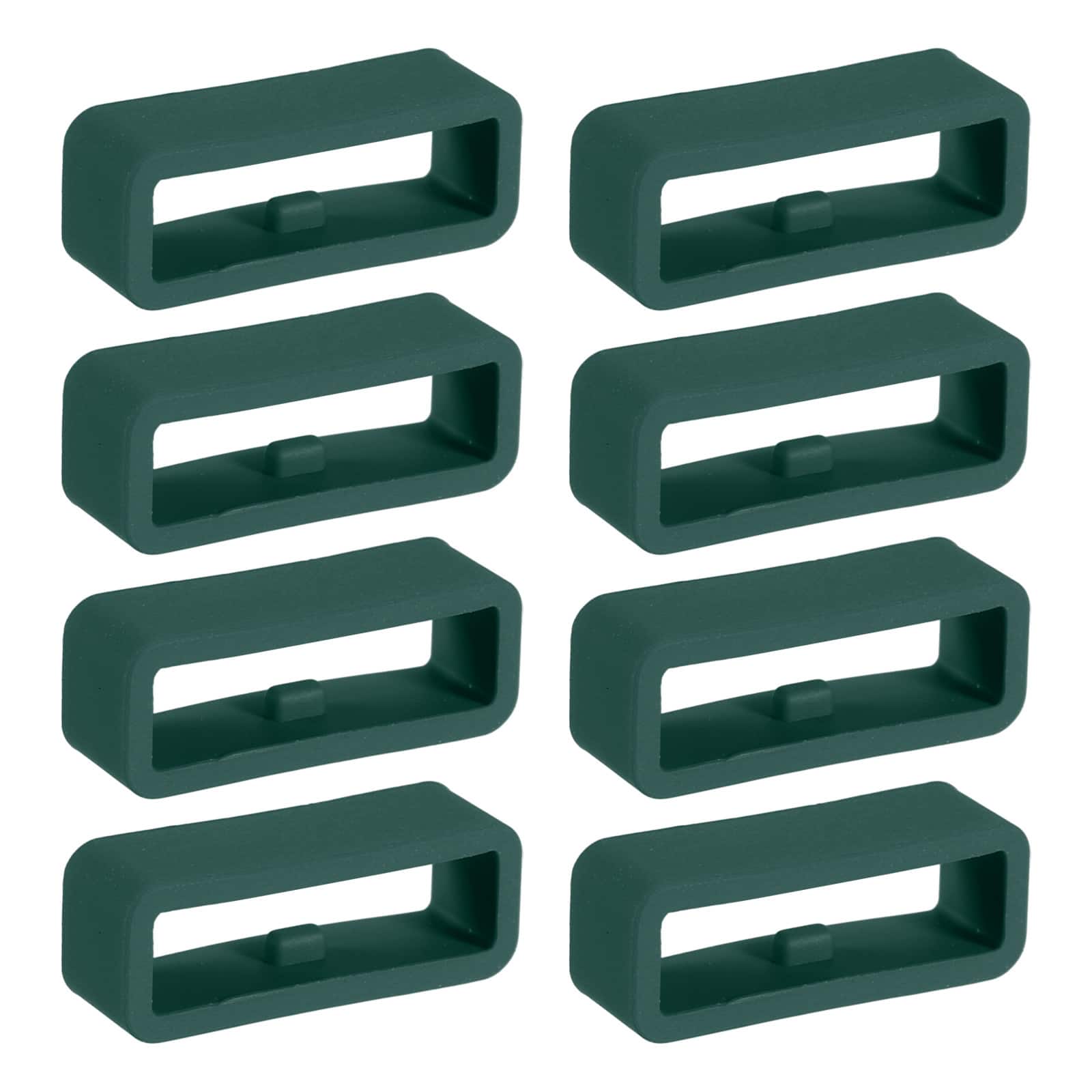 Unique Bargains - Watch Band Holder Loop, 8pcs Universal Silicone Watch Replacement Band Strap Keeper Parts for Smart Sport (20mm) - Deep Green