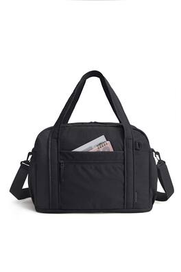 Bagsmart - Expandable Travel Duffle Bag, Water-Resistant Weekender with 14" Laptop Pocket for Gym & Travel - Black