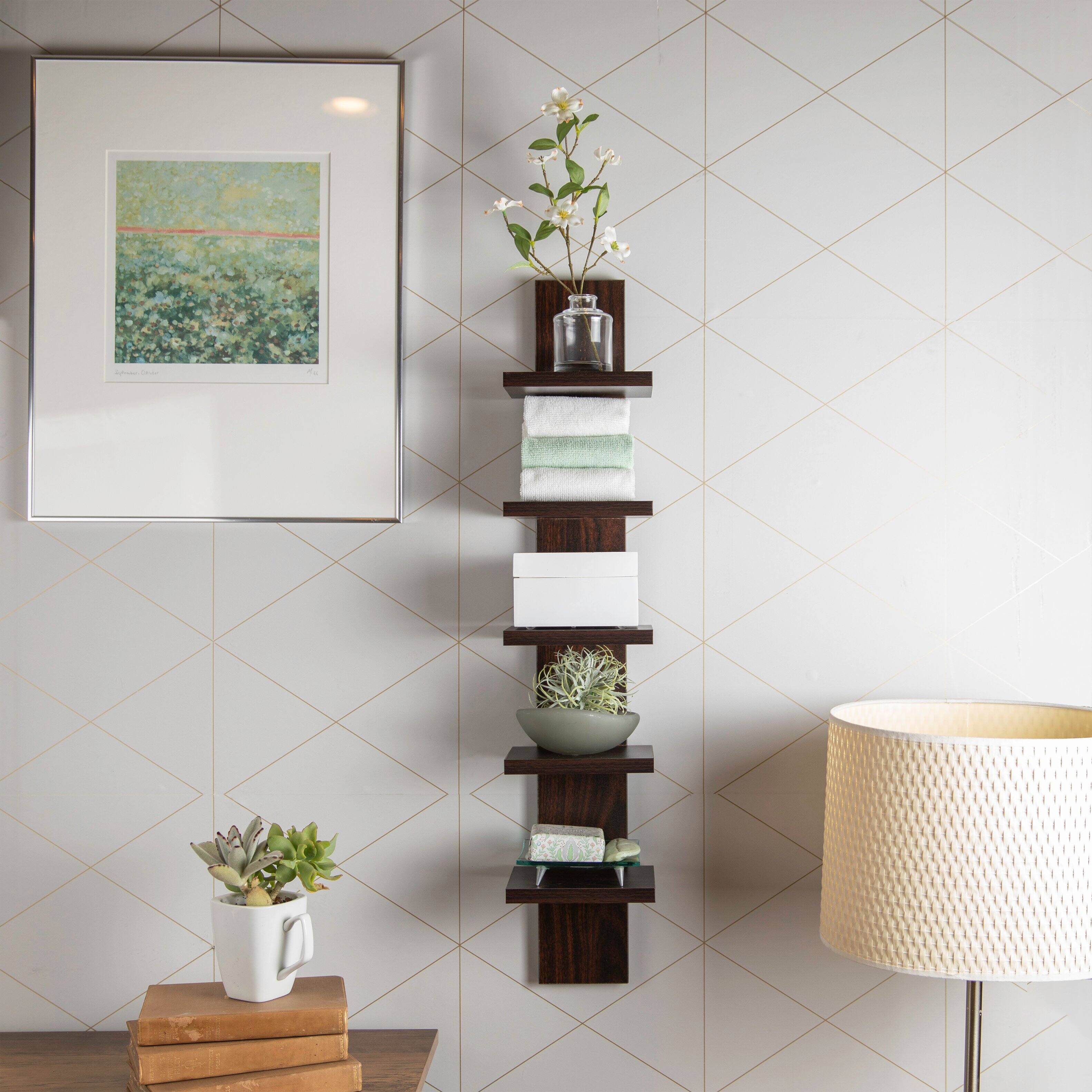 Angle. Danya B - Utility Column Spine Wall Shelves - Walnut - Walnut.