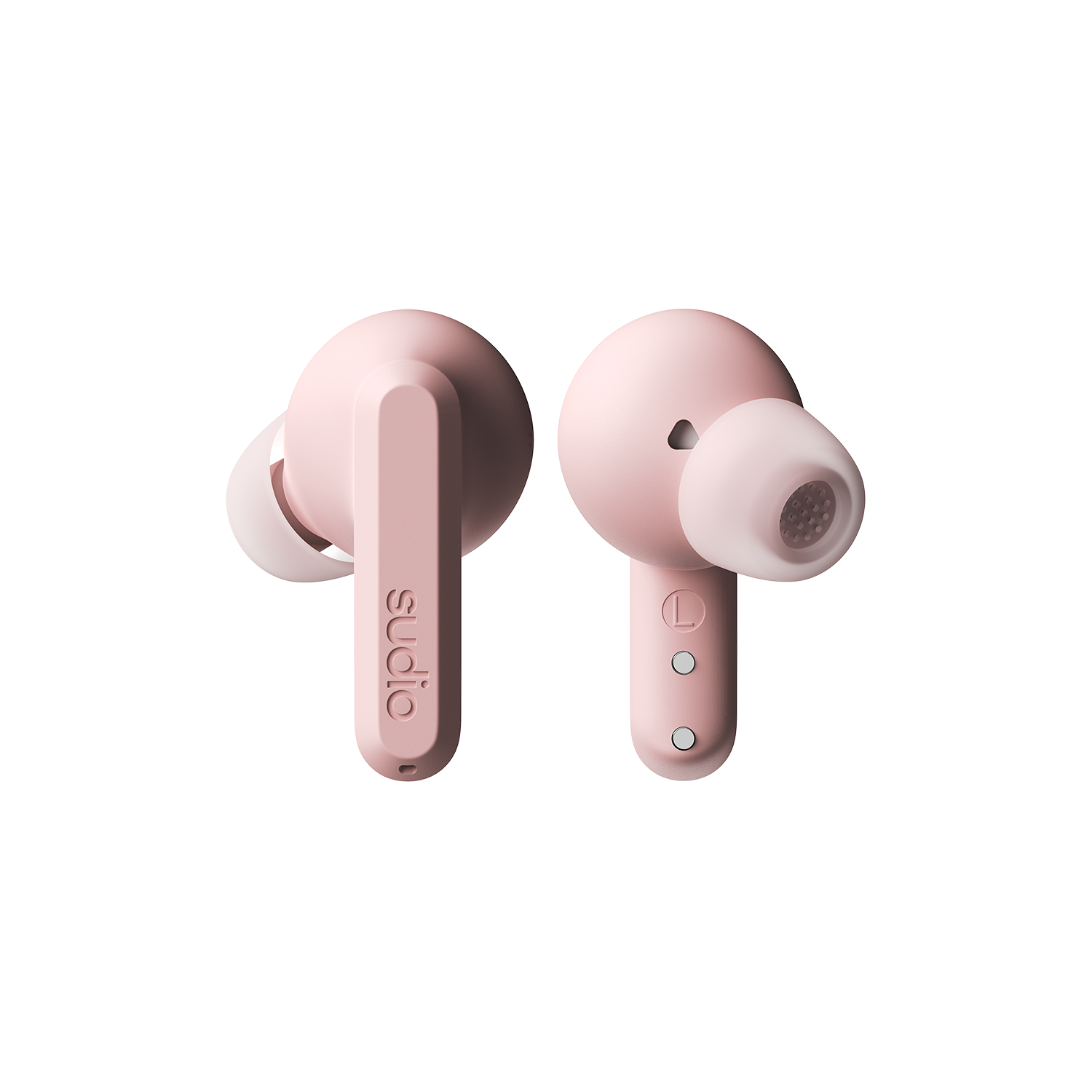 Left. Sudio - Sudio A3 Pro True Wireless Noise Cancelling Earbuds - Pink - Pink.