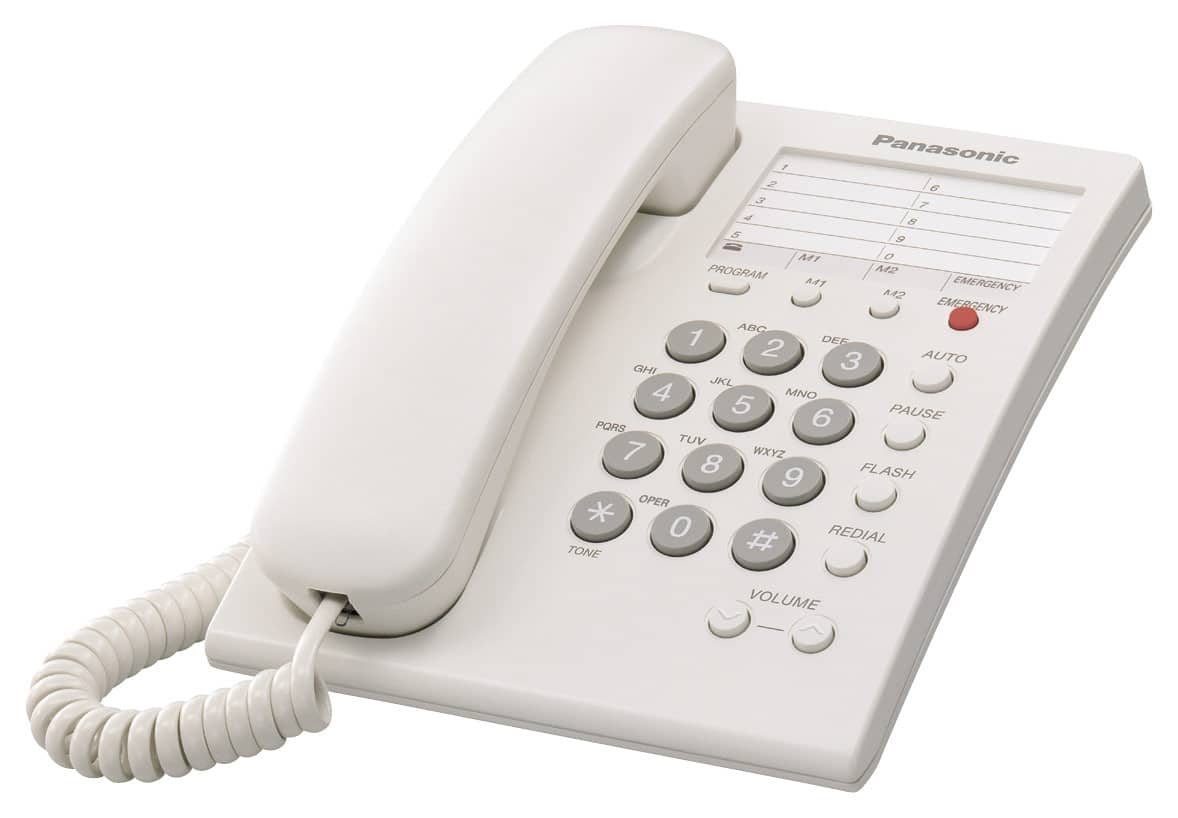 Angle. Panasonic - KX-TS550W Corded Phone System with Emergency Button - White.