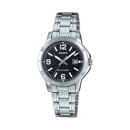 Casio - Women’s Stainless Steel Watch with Black Dial - LTP-V004D-1B2UDF - Silver