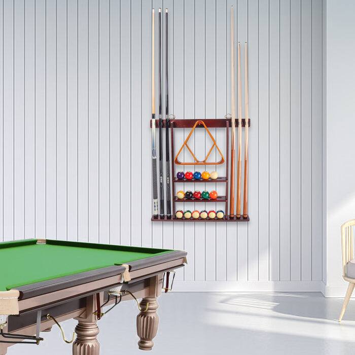 Alt View 3. GSE Games & Sports Expert - Wood 6 Wall Pool Cue Rack with Metal Hook, Billiard Pool Cue Rack Only, Wall Mount Rack - Mahogany - Mahogany.