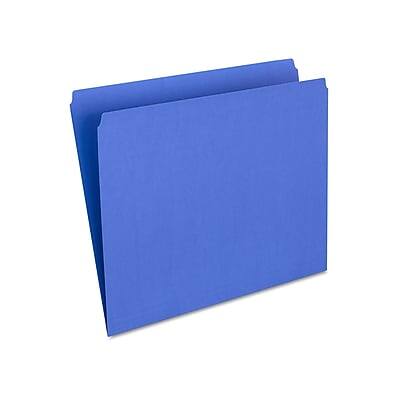 Front. Staples - Staples File Folders, Single Tab, Letter Size, Blue, 100/Box (ST509679-CC) - Blue.
