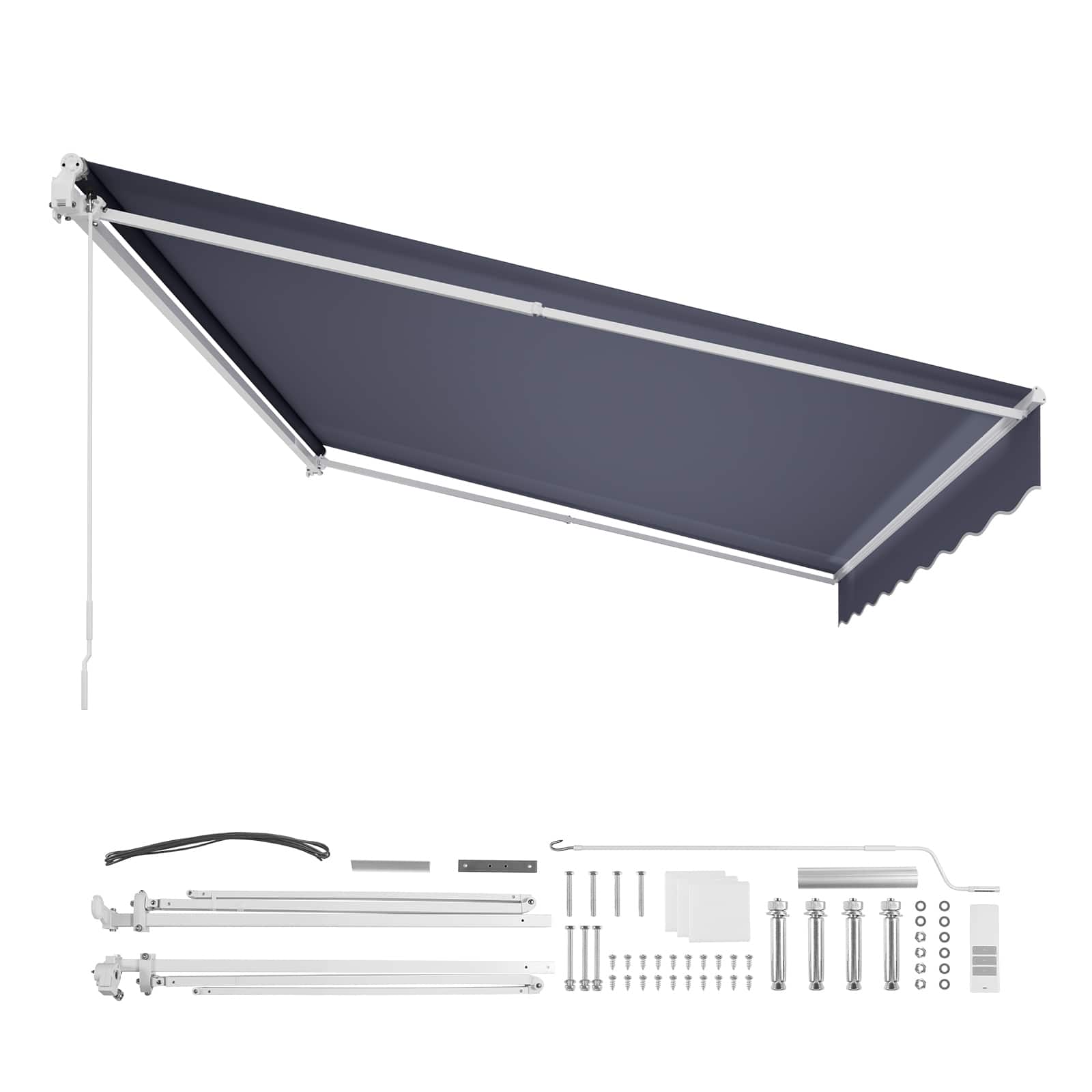 Front. VEVOR - Electric Retractable Awning, 14.1' x 9.8' Motorized Patio Awning, Sunshade Shelter with Remote Controller - Dark Gray.
