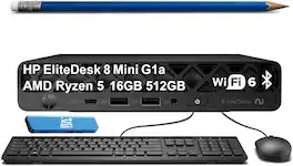 HP - EliteDesk 8 Mini G1a Business Desktop - AMD Ryzen 5 220 with Radeon 740M Graphics - 16GB Memory - 512GB SSD - Win 11Pro - Black