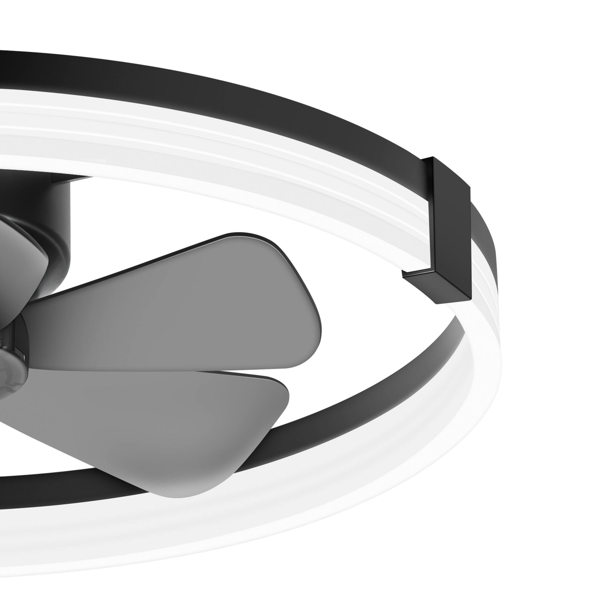 Alt View 10. Breezary - 23-Inch Detachable Enclosed Ceiling Fan with LED Light, Remote, Reversible DC Motor, 6 Blades & Dimmable Lighting - Black and Slate Blue.