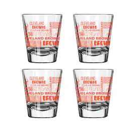 Logo Brands - Cleveland Browns 4-Pack 2oz. Shot Glass Set - Multicolor