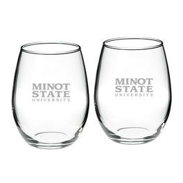 Jardine - Minot State Beavers Team Design Two-Piece 21oz. Stemless Wine Glass Set - Multicolor