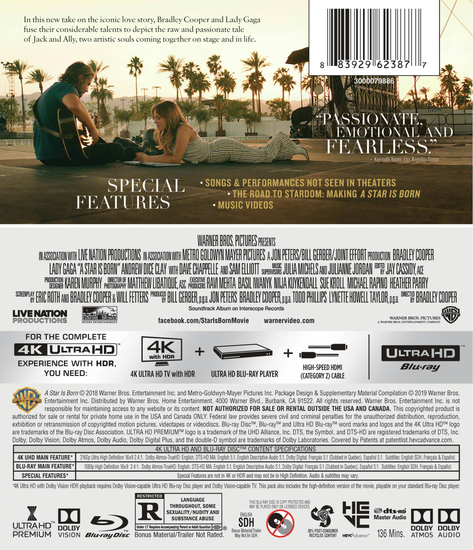 Back. A Star Is Born (4K Ultra HD + Blu-ray) [UHD].